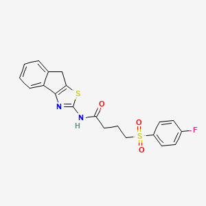 molecular formula C20H17FN2O3S2 B2684773 4-((4-fluorophenyl)sulfonyl)-N-(8H-indeno[1,2-d]thiazol-2-yl)butanamide CAS No. 922895-90-7
