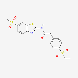 molecular formula C18H18N2O5S3 B2684792 2-(4-(ethylsulfonyl)phenyl)-N-(6-(methylsulfonyl)benzo[d]thiazol-2-yl)acetamide CAS No. 941931-62-0