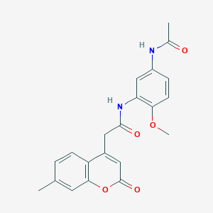 molecular formula C21H20N2O5 B2684793 N-(5-acetamido-2-methoxyphenyl)-2-(7-methyl-2-oxo-2H-chromen-4-yl)acetamide CAS No. 919760-93-3
