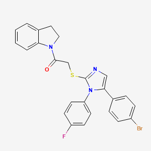 molecular formula C25H19BrFN3OS B2684808 2-((5-(4-bromophenyl)-1-(4-fluorophenyl)-1H-imidazol-2-yl)thio)-1-(indolin-1-yl)ethanone CAS No. 1207009-49-1