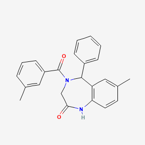 molecular formula C24H22N2O2 B2684815 7-methyl-4-(3-methylbenzoyl)-5-phenyl-2,3,4,5-tetrahydro-1H-1,4-benzodiazepin-2-one CAS No. 312606-49-8