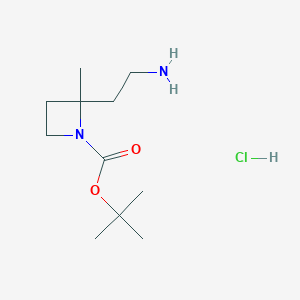 molecular formula C11H23ClN2O2 B2684819 tert-butyl2-(2-aminoethyl)-2-methylazetidine-1-carboxylatehydrochloride CAS No. 2460754-61-2