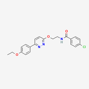 molecular formula C21H20ClN3O3 B2684848 4-chloro-N-(2-((6-(4-ethoxyphenyl)pyridazin-3-yl)oxy)ethyl)benzamide CAS No. 920365-83-9