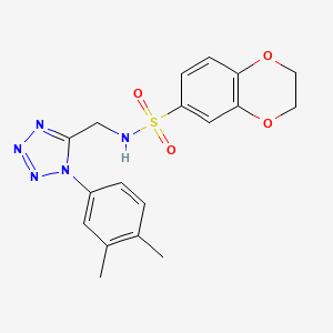 molecular formula C18H19N5O4S B2684862 N-((1-(3,4-dimethylphenyl)-1H-tetrazol-5-yl)methyl)-2,3-dihydrobenzo[b][1,4]dioxine-6-sulfonamide CAS No. 941875-07-6