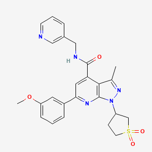molecular formula C25H25N5O4S B2684893 1-(1,1-dioxidotetrahydrothiophen-3-yl)-6-(3-methoxyphenyl)-3-methyl-N-(pyridin-3-ylmethyl)-1H-pyrazolo[3,4-b]pyridine-4-carboxamide CAS No. 1021216-07-8