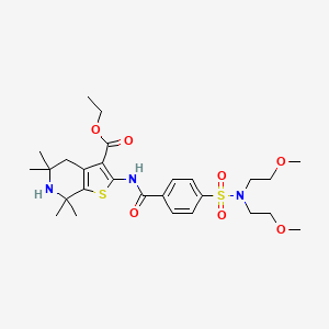 ethyl 2-(4-(N,N-bis(2-methoxyethyl)sulfamoyl)benzamido)-5,5,7,7-tetramethyl-4,5,6,7-tetrahydrothieno[2,3-c]pyridine-3-carboxylate