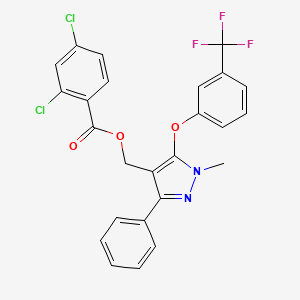 molecular formula C25H17Cl2F3N2O3 B2684898 [1-Methyl-3-phenyl-5-[3-(trifluoromethyl)phenoxy]pyrazol-4-yl]methyl 2,4-dichlorobenzoate CAS No. 318289-50-8