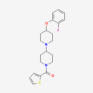 molecular formula C21H25FN2O2S B2684905 (4-(2-Fluorophenoxy)-[1,4'-bipiperidin]-1'-yl)(thiophen-2-yl)methanone CAS No. 1706074-76-1