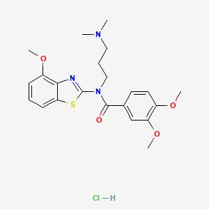 molecular formula C22H28ClN3O4S B2684947 N-(3-(dimethylamino)propyl)-3,4-dimethoxy-N-(4-methoxybenzo[d]thiazol-2-yl)benzamide hydrochloride CAS No. 1216628-62-4