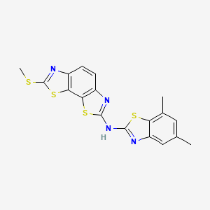 molecular formula C18H14N4S4 B2684961 N-(5,7-dimethyl-1,3-benzothiazol-2-yl)-2-methylsulfanyl-[1,3]thiazolo[4,5-g][1,3]benzothiazol-7-amine CAS No. 1286726-74-6