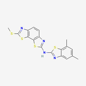 molecular formula C18H14N4S4 B2684961 N-(5,7-dimethylbenzo[d]thiazol-2-yl)-7-(methylthio)benzo[1,2-d:4,3-d']bis(thiazole)-2-amine CAS No. 1286726-74-6