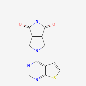 molecular formula C13H12N4O2S B2684973 2-Methyl-5-thieno[2,3-d]pyrimidin-4-yl-3a,4,6,6a-tetrahydropyrrolo[3,4-c]pyrrole-1,3-dione CAS No. 2415561-89-4