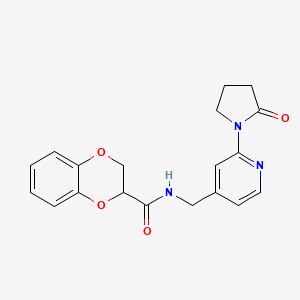 molecular formula C19H19N3O4 B2684975 N-{[2-(2-oxopyrrolidin-1-yl)pyridin-4-yl]methyl}-2,3-dihydro-1,4-benzodioxine-2-carboxamide CAS No. 2034465-56-8