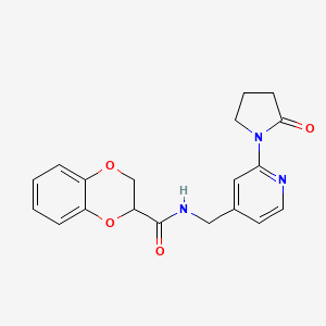 molecular formula C19H19N3O4 B2684975 N-((2-(2-oxopyrrolidin-1-yl)pyridin-4-yl)methyl)-2,3-dihydrobenzo[b][1,4]dioxine-2-carboxamide CAS No. 2034465-56-8