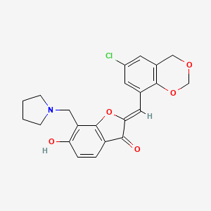 molecular formula C22H20ClNO5 B2684976 (Z)-2-((6-chloro-4H-benzo[d][1,3]dioxin-8-yl)methylene)-6-hydroxy-7-(pyrrolidin-1-ylmethyl)benzofuran-3(2H)-one CAS No. 929476-95-9