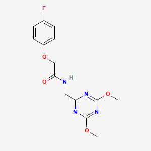 molecular formula C14H15FN4O4 B2684984 N-[(4,6-dimethoxy-1,3,5-triazin-2-yl)methyl]-2-(4-fluorophenoxy)acetamide CAS No. 2034425-06-2