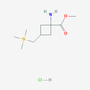 molecular formula C10H22ClNO2Si B2685025 Methyl 1-amino-3-(trimethylsilylmethyl)cyclobutane-1-carboxylate;hydrochloride CAS No. 2567504-88-3
