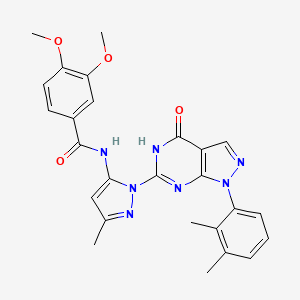 N-(1-(1-(2,3-dimethylphenyl)-4-oxo-4,5-dihydro-1H-pyrazolo[3,4-d]pyrimidin-6-yl)-3-methyl-1H-pyrazol-5-yl)-3,4-dimethoxybenzamide