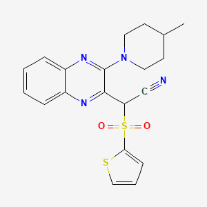 2-(3-(4-Methylpiperidin-1-yl)quinoxalin-2-yl)-2-(thiophen-2-ylsulfonyl)acetonitrile
