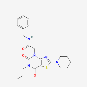 2-(5,7-dioxo-2-(piperidin-1-yl)-6-propyl-6,7-dihydrothiazolo[4,5-d]pyrimidin-4(5H)-yl)-N-(4-methylbenzyl)acetamide