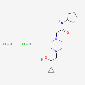 molecular formula C16H31Cl2N3O2 B2685113 N-CYCLOPENTYL-2-[4-(2-CYCLOPROPYL-2-HYDROXYETHYL)PIPERAZIN-1-YL]ACETAMIDE DIHYDROCHLORIDE CAS No. 1396875-31-2