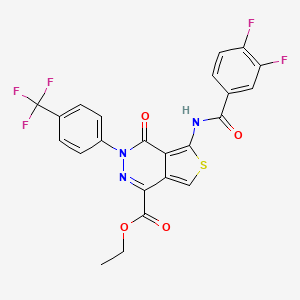 molecular formula C23H14F5N3O4S B2685122 Ethyl 5-(3,4-difluorobenzamido)-4-oxo-3-(4-(trifluoromethyl)phenyl)-3,4-dihydrothieno[3,4-d]pyridazine-1-carboxylate CAS No. 851951-31-0