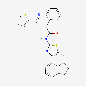molecular formula C27H17N3OS2 B2685142 N-(4,5-dihydroacenaphtho[5,4-d]thiazol-8-yl)-2-(thiophen-2-yl)quinoline-4-carboxamide CAS No. 477535-00-5