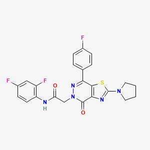 molecular formula C23H18F3N5O2S B2685149 N-(2,4-difluorophenyl)-2-(7-(4-fluorophenyl)-4-oxo-2-(pyrrolidin-1-yl)thiazolo[4,5-d]pyridazin-5(4H)-yl)acetamide CAS No. 1172986-01-4