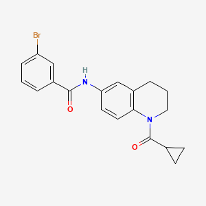 molecular formula C20H19BrN2O2 B2685179 3-bromo-N-[1-(cyclopropanecarbonyl)-3,4-dihydro-2H-quinolin-6-yl]benzamide CAS No. 932506-09-7
