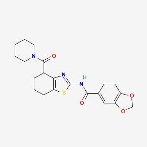molecular formula C21H23N3O4S B2685183 N-(4-(piperidine-1-carbonyl)-4,5,6,7-tetrahydrobenzo[d]thiazol-2-yl)benzo[d][1,3]dioxole-5-carboxamide CAS No. 941967-62-0