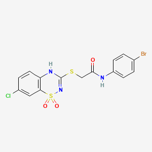 molecular formula C15H11BrClN3O3S2 B2685195 N-(4-bromophenyl)-2-[(7-chloro-1,1-dioxo-4H-1lambda6,2,4-benzothiadiazin-3-yl)sulfanyl]acetamide CAS No. 899944-47-9