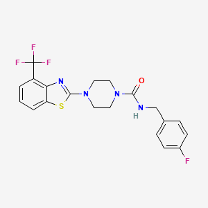 molecular formula C20H18F4N4OS B2685198 N-[(4-fluorophenyl)methyl]-4-[4-(trifluoromethyl)-1,3-benzothiazol-2-yl]piperazine-1-carboxamide CAS No. 1396847-09-8