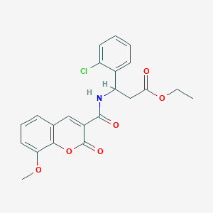 molecular formula C22H20ClNO6 B2685200 ethyl 3-(2-chlorophenyl)-3-[(8-methoxy-2-oxo-2H-chromen-3-yl)formamido]propanoate CAS No. 524050-23-5