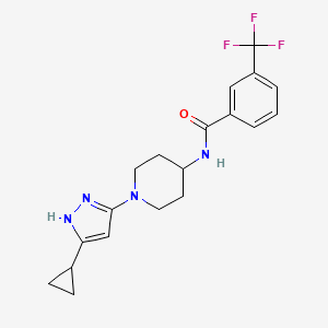 molecular formula C19H21F3N4O B2685205 N-[1-(5-cyclopropyl-1H-pyrazol-3-yl)piperidin-4-yl]-3-(trifluoromethyl)benzamide CAS No. 1902943-51-4