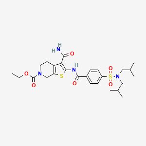 molecular formula C26H36N4O6S2 B2685211 ethyl 2-{4-[bis(2-methylpropyl)sulfamoyl]benzamido}-3-carbamoyl-4H,5H,6H,7H-thieno[2,3-c]pyridine-6-carboxylate CAS No. 449781-95-7