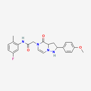 molecular formula C22H19FN4O3 B2685221 N-(5-fluoro-2-methylphenyl)-2-[2-(4-methoxyphenyl)-4-oxo-4H,5H-pyrazolo[1,5-a]pyrazin-5-yl]acetamide CAS No. 941955-84-6