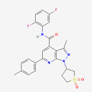 molecular formula C25H22F2N4O3S B2685272 N-(2,5-difluorophenyl)-1-(1,1-dioxidotetrahydrothiophen-3-yl)-3-methyl-6-(p-tolyl)-1H-pyrazolo[3,4-b]pyridine-4-carboxamide CAS No. 1105207-42-8