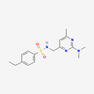 molecular formula C16H22N4O2S B2685284 N-((2-(dimethylamino)-6-methylpyrimidin-4-yl)methyl)-4-ethylbenzenesulfonamide CAS No. 1797814-48-2