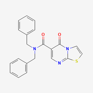 molecular formula C21H17N3O2S B2685373 N,N-dibenzyl-5-oxo-5H-thiazolo[3,2-a]pyrimidine-6-carboxamide CAS No. 851943-43-6