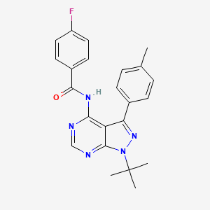 N-[1-(tert-butyl)-3-(4-methylphenyl)-1H-pyrazolo[3,4-d]pyrimidin-4-yl]-4-fluorobenzenecarboxamide