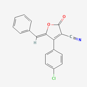 (5Z)-5-benzylidene-4-(4-chlorophenyl)-2-oxofuran-3-carbonitrile