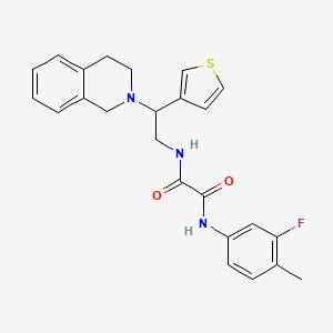 molecular formula C24H24FN3O2S B2685381 N'-(3-fluoro-4-methylphenyl)-N-[2-(1,2,3,4-tetrahydroisoquinolin-2-yl)-2-(thiophen-3-yl)ethyl]ethanediamide CAS No. 954644-49-6