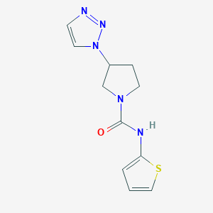 molecular formula C11H13N5OS B2685407 N-(thiophen-2-yl)-3-(1H-1,2,3-triazol-1-yl)pyrrolidine-1-carboxamide CAS No. 2202336-63-6
