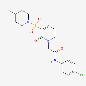 molecular formula C19H22ClN3O4S B2685412 N-(4-chlorophenyl)-2-{3-[(4-methylpiperidin-1-yl)sulfonyl]-2-oxo-1,2-dihydropyridin-1-yl}acetamide CAS No. 1251562-42-1