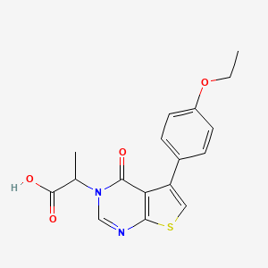 molecular formula C17H16N2O4S B2685431 2-[5-(4-乙氧苯基)-4-氧代噻吩并[2,3-d]嘧啶-3-基]丙酸 CAS No. 446830-95-1