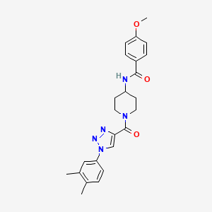 molecular formula C24H27N5O3 B2685435 N-(1-(1-(3,4-dimethylphenyl)-1H-1,2,3-triazole-4-carbonyl)piperidin-4-yl)-4-methoxybenzamide CAS No. 1251673-78-5