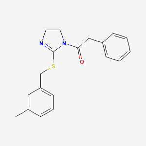 1-[2-[(3-Methylphenyl)methylsulfanyl]-4,5-dihydroimidazol-1-yl]-2-phenylethanone