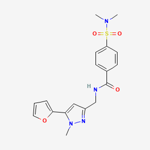 molecular formula C18H20N4O4S B2685453 4-(N,N-dimethylsulfamoyl)-N-((5-(furan-2-yl)-1-methyl-1H-pyrazol-3-yl)methyl)benzamide CAS No. 1421512-92-6