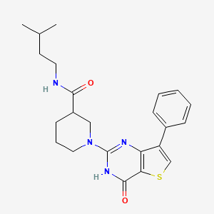molecular formula C23H28N4O2S B2685457 N-(3-methylbutyl)-1-(4-oxo-7-phenyl-3,4-dihydrothieno[3,2-d]pyrimidin-2-yl)piperidine-3-carboxamide CAS No. 1243021-71-7