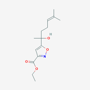 molecular formula C14H21NO4 B2685463 Ethyl 5-(1-hydroxy-1,5-dimethyl-4-hexenyl)-3-isoxazolecarboxylate CAS No. 924861-97-2